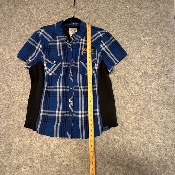 Harley Davidson Blue Plaid Button Down Short Sleeve Shirt Men’s Size 2XL - Picture 11 of 13